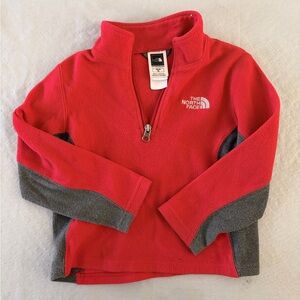 The North Face Kids Red and Gray Quarter-Zip Fleece